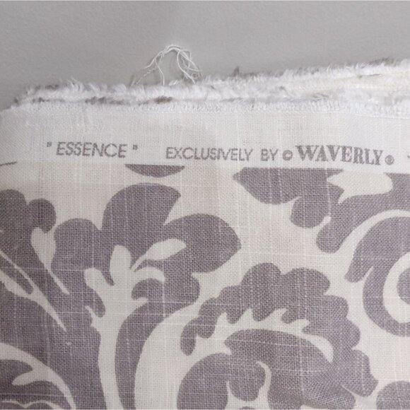 Essence By Waverly Gray On Off White Fabric Drapery Upholstery 2.88 Yds X 54" - Picture 4 of 5